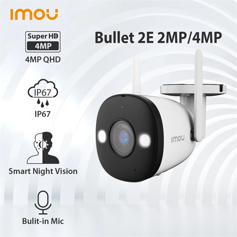 Mou Bullet 2e Caméra WiFi 2pm 4MP Extérieure Étanche Protection de Sécurité à Domicile Détection Humaine Vision Nocturne en Couleur Intégrale Caméra IP