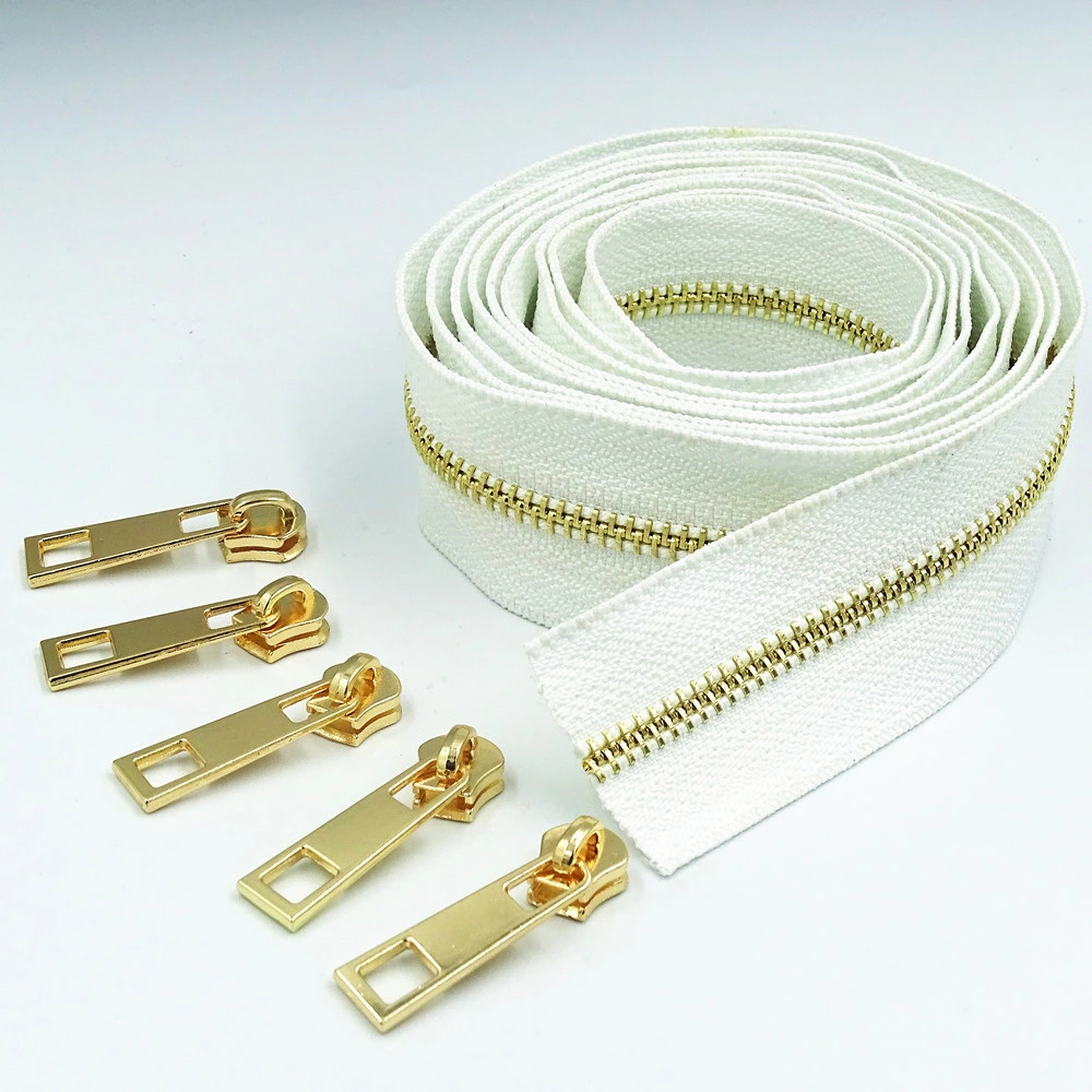 Orange Color 5# Zipper Brass Metal Zipper for High-End Handbags