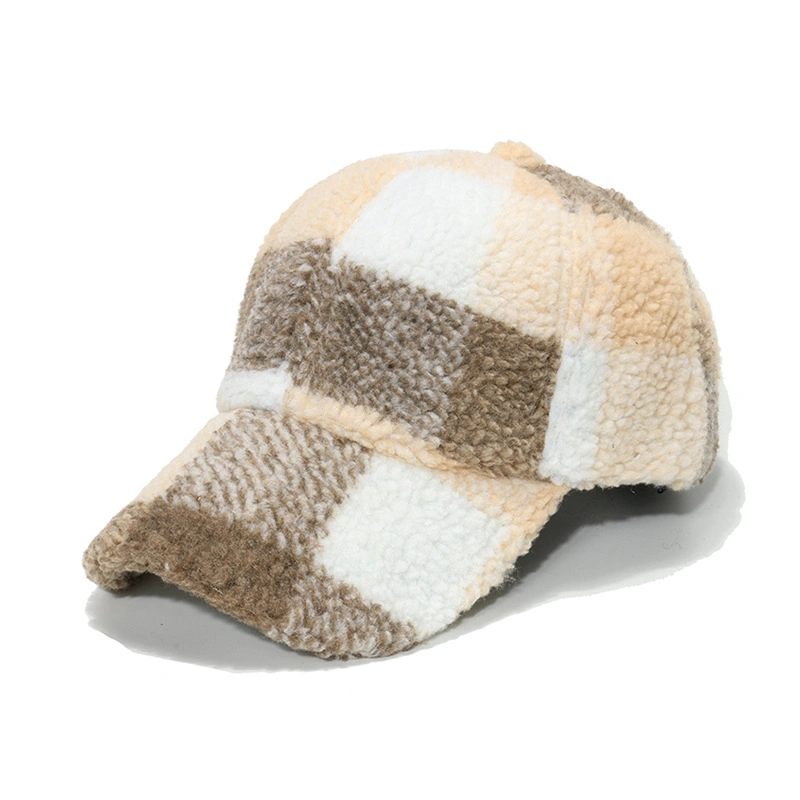 Gorra de béisbol de cuadrícula clásica de moda Lambswool de invierno caliente al por mayor Gorra deportiva para mujer hombres