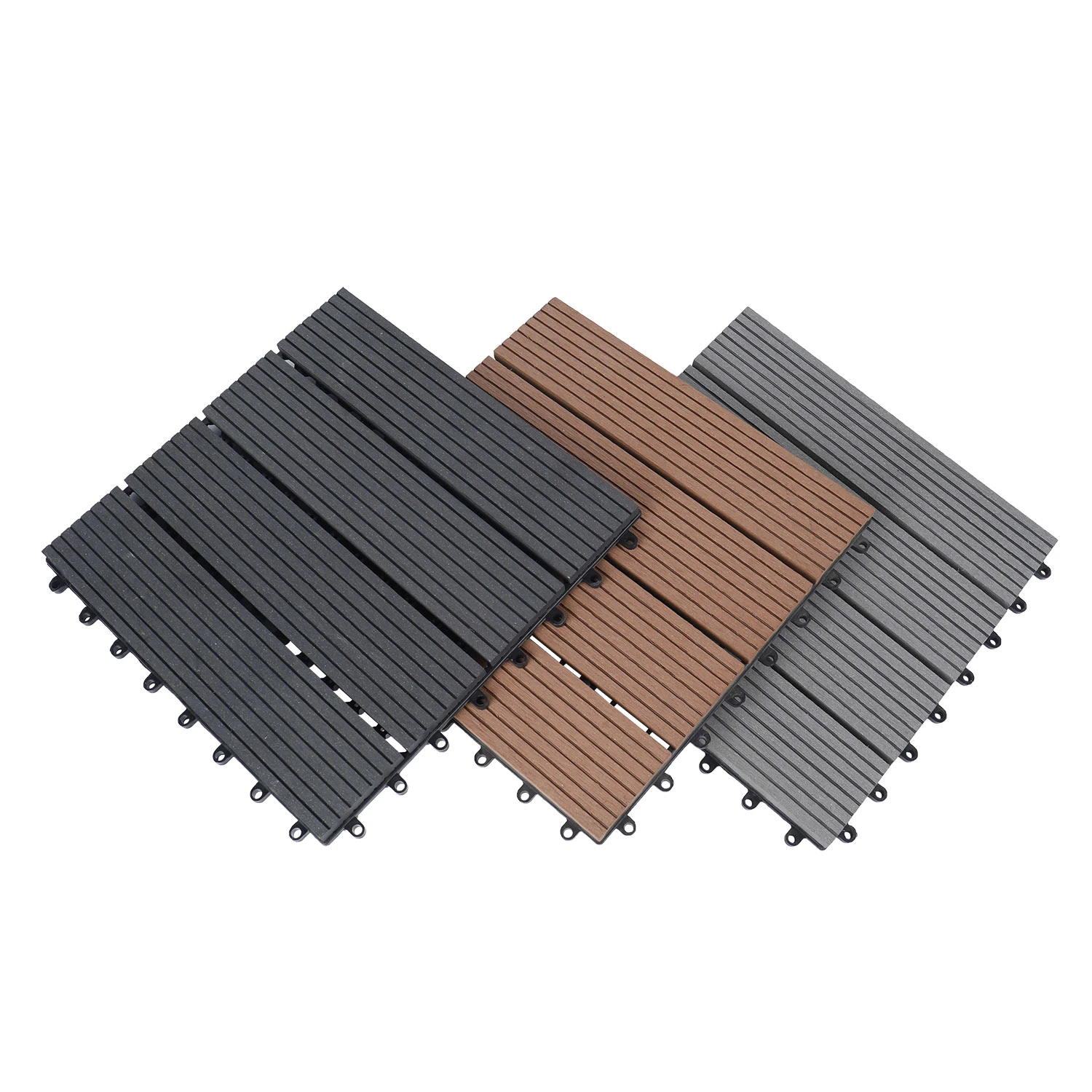 300*300mm WPC Wood Plastic Composite 1*1FT Terrace Interior/Exterior Garden Waterproof DIY Click Interlocking Decking Roof Tiles