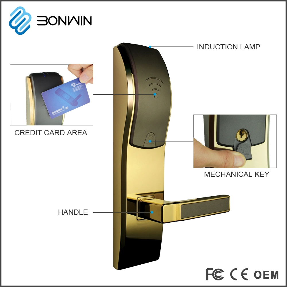 Wireless Electronic Keyless Mortise Door Handle RFID Smart Lock for Hotel