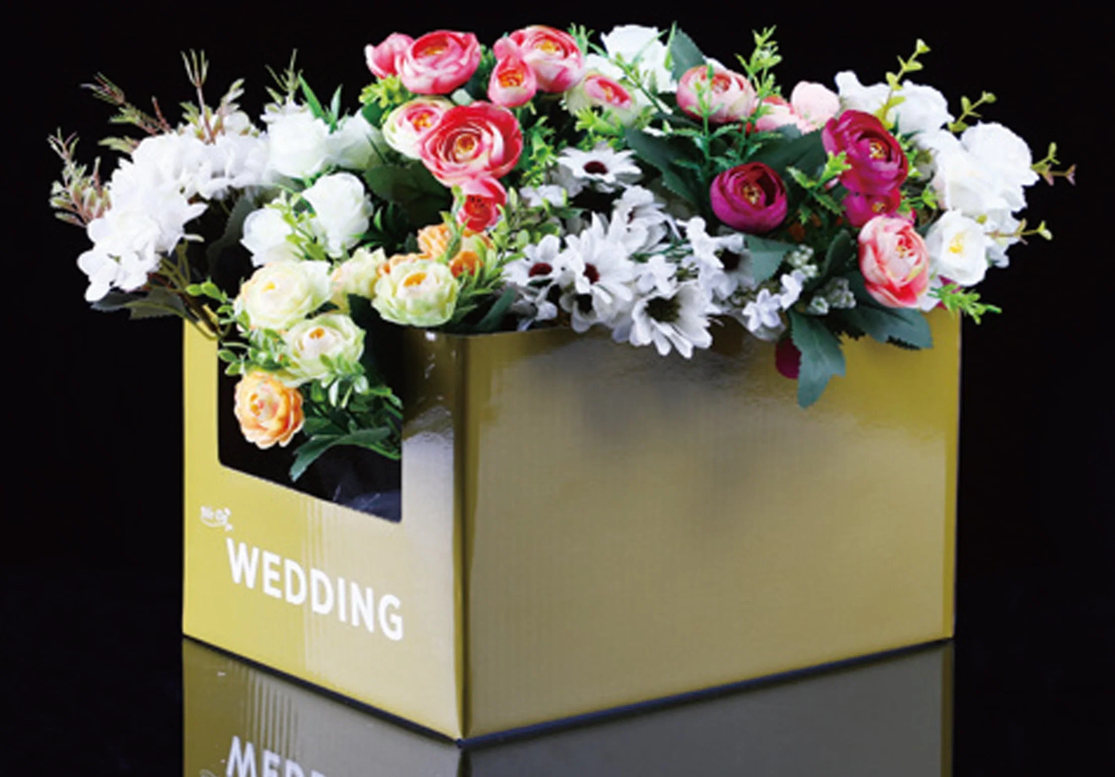 Promotion Assorted Artificial Broomy Flower Wedding Bouquet with Display Box Cdu Gift Tag