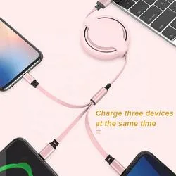 Multiple 3in1 Retractable Mobile Phone Cable USB Extension 3 in 1 Charging Cable for iPhone Android