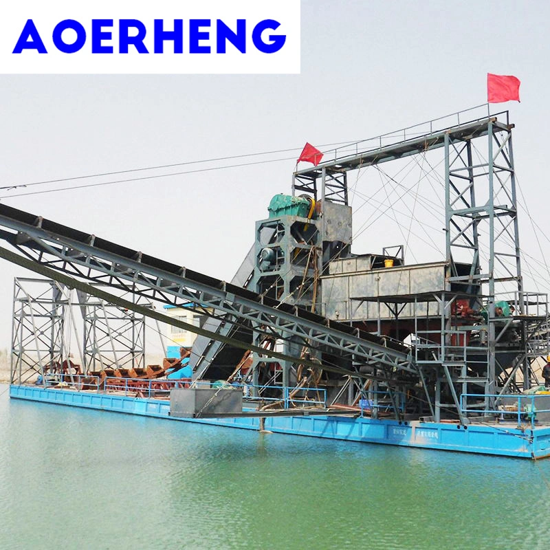 Bucket Chain River Gold Mining Dredger with Injection Water Pump