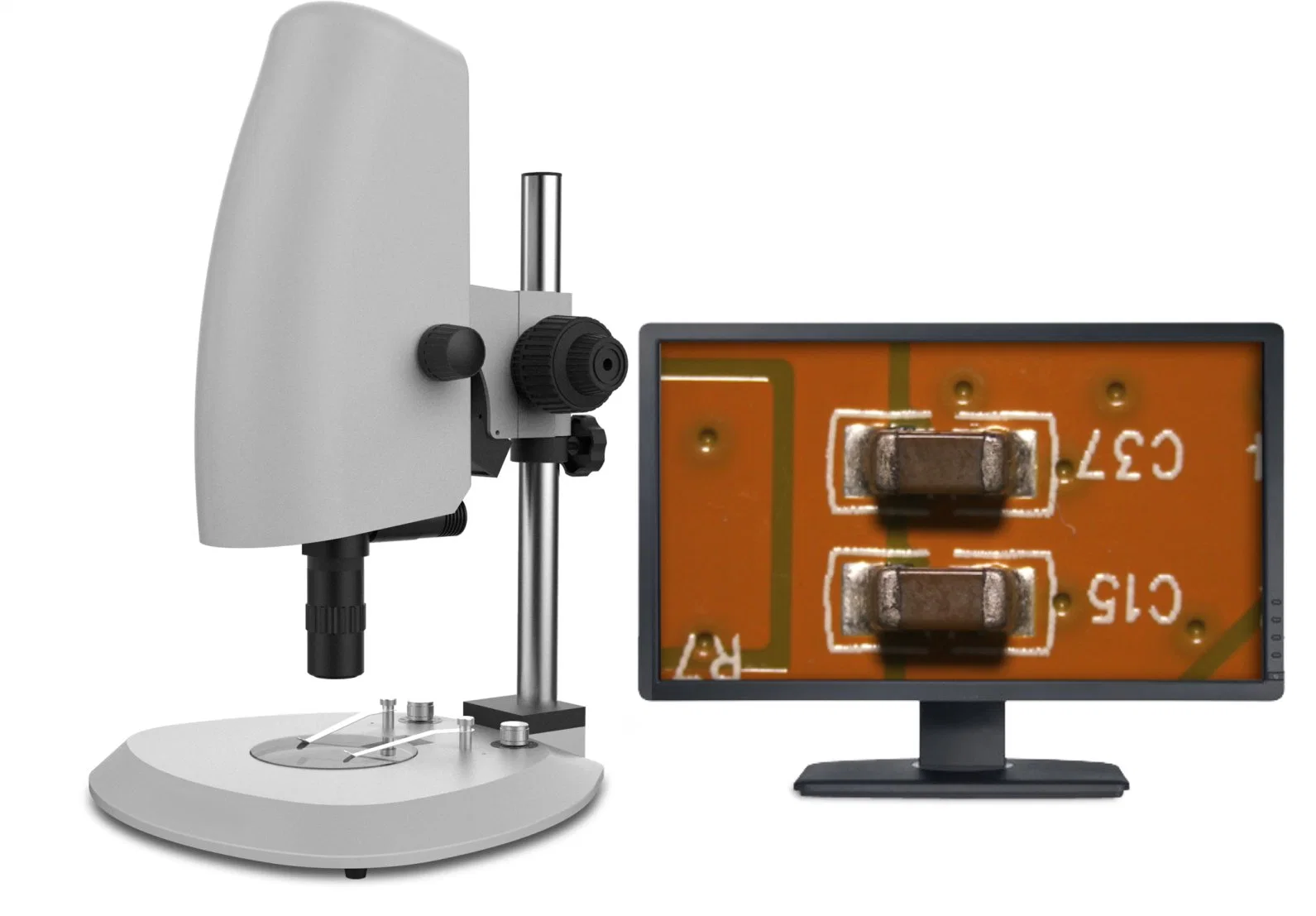 High Power High Definition Coaxial Video Microscope Calibration Free for Lab
