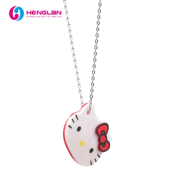 2018 New Fashion Silver Plated Metal Alloy Hello Kitty with Red Bows Necklace for Costume Jewelry (HL-N026)