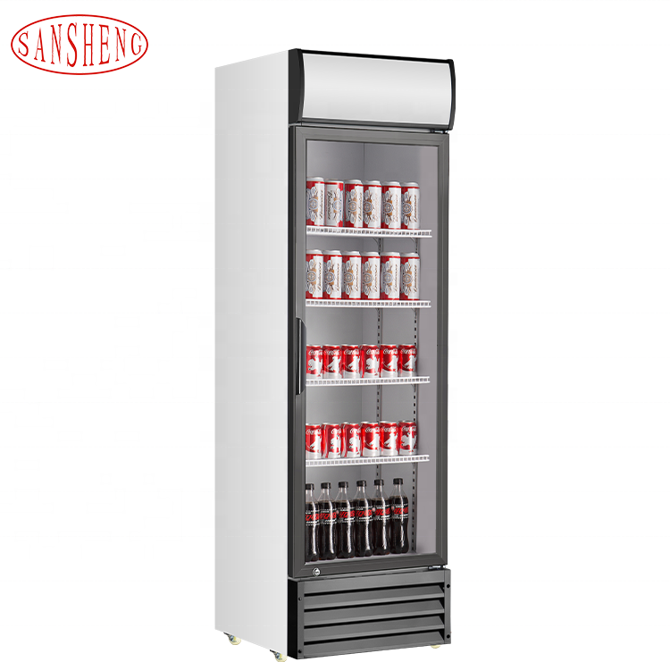Bebidas comerciales pantalla única vertical refrigerador nevera Cola Showcase refrigerador