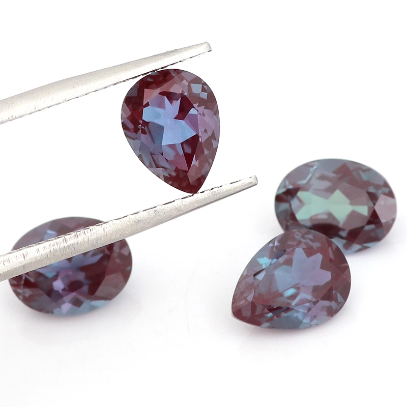 C Created Grc Certificate Color Change Pear Cut 1 Carat Lab Grown Alexandrite Gemstone