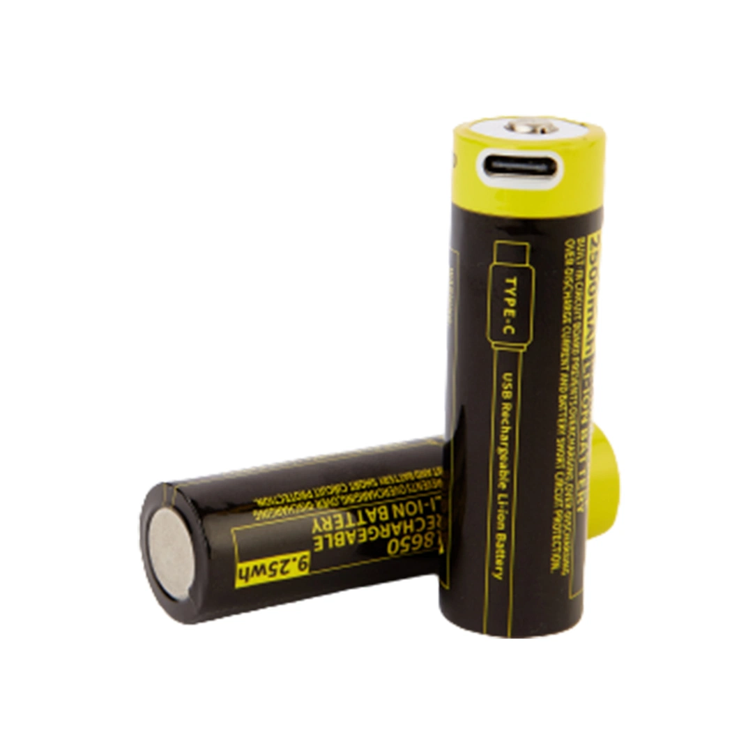 18650 Batterie au lithium rechargeable 3,7V Li-ion et batterie de charge de type C.