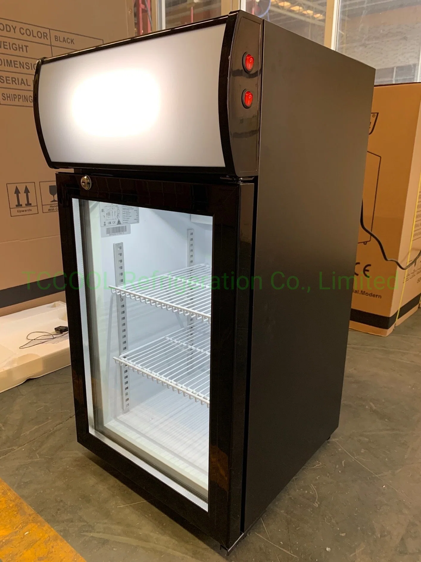 Counter-Top Beverage Chilling Sub-Zero Glass Door Display Showcase Refrigerator Cooler