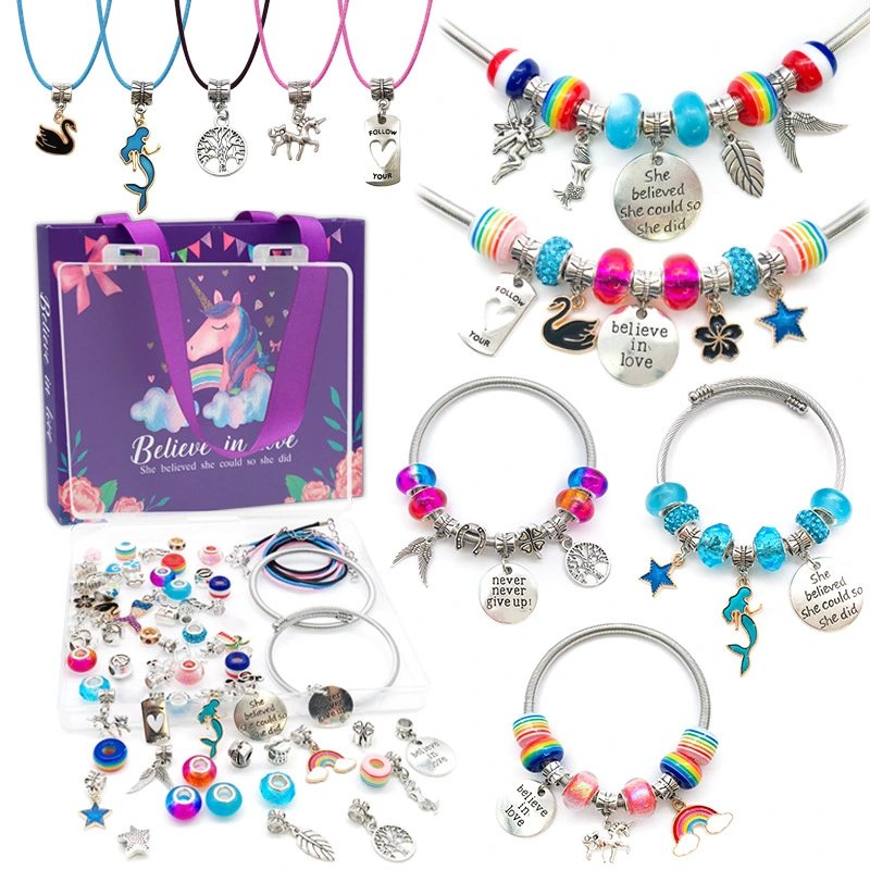 Bracelet Making Kit, Jewelry Making Supplies Beads, Unicorn/Mermaid Crafts Gifts Set for Girls Teens Age 8-12