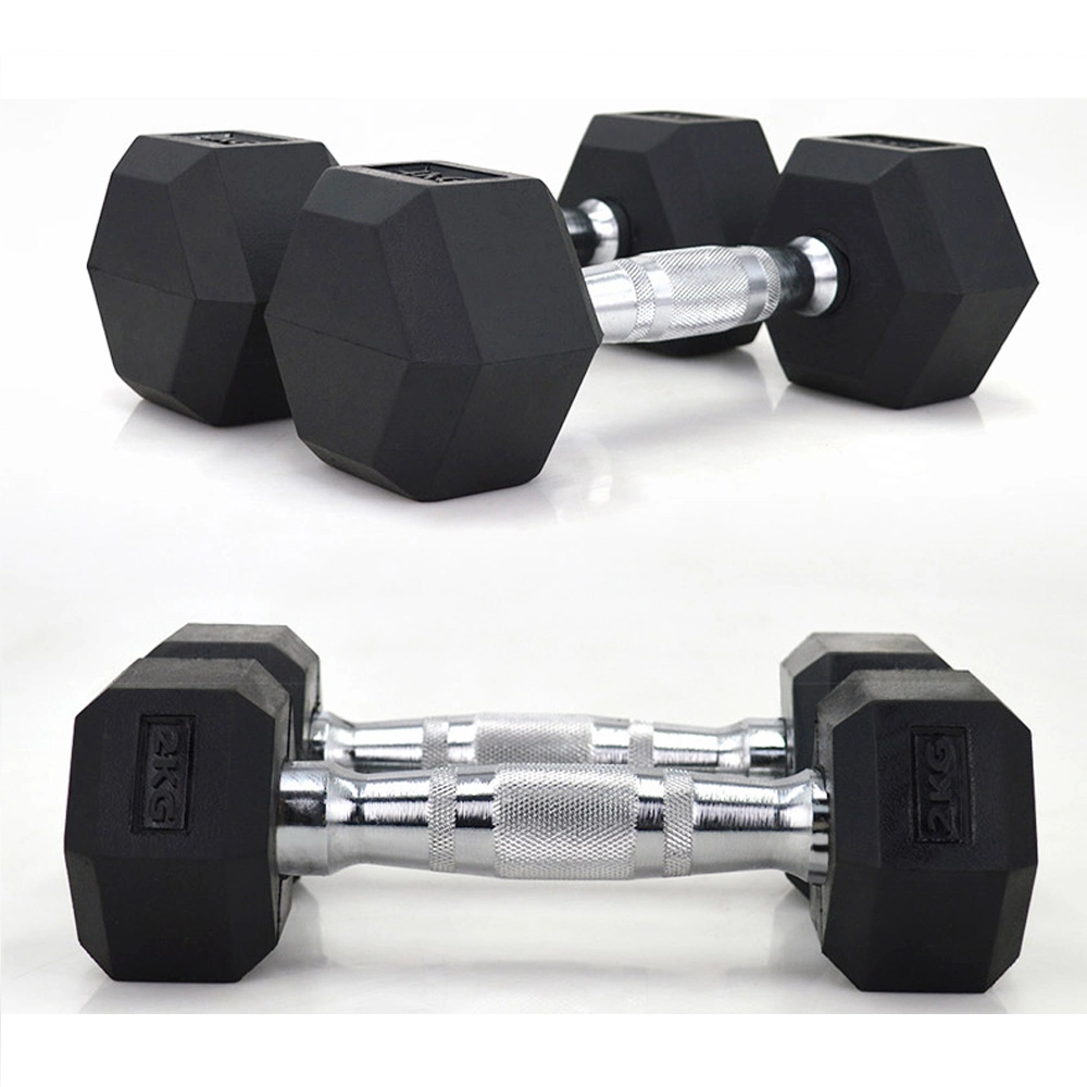 Set of Hex Rubber Coated Home Equipment Hexagon Dumbbell