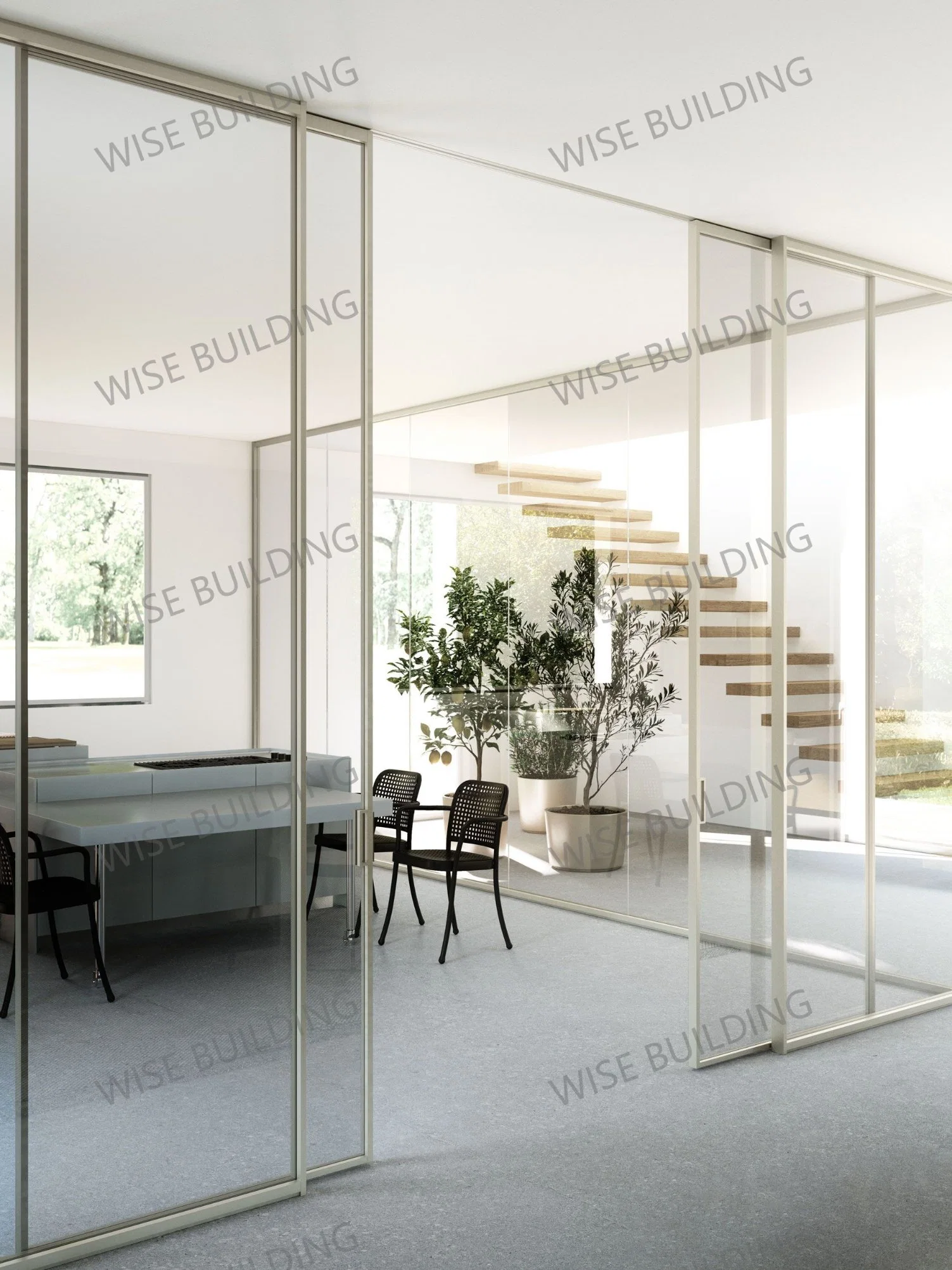 Customized Modern 3-Track Anti Noise Glass Cabinet Multi Door Linkage Lift Sliding Door