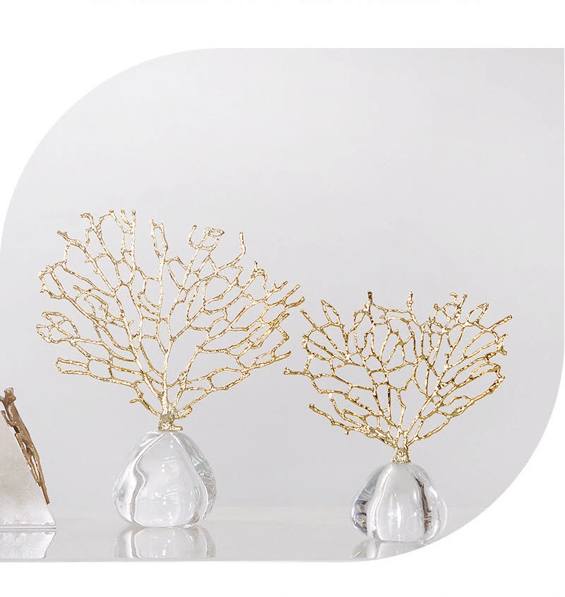 Simplicidade Home Metal Acessórios Artesanato arte coral com base em cristal Sala decoração doméstica