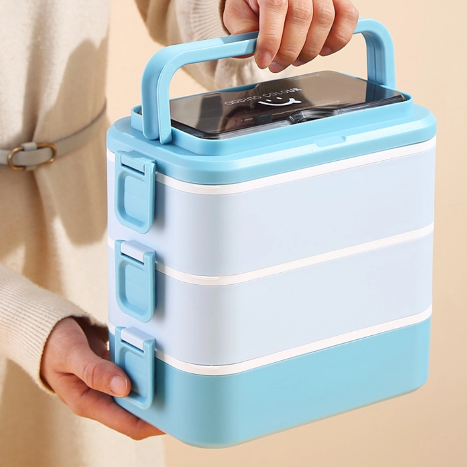 Custom Portable Handle Lunch Box Kids Steel 2 3 Layer Compartment Lunch Box