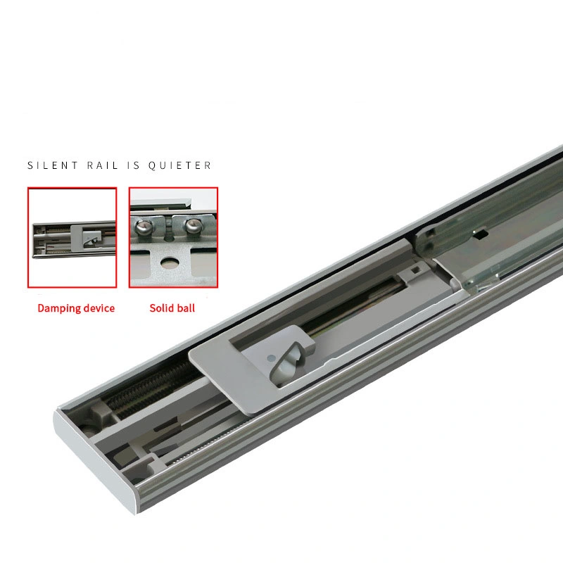 45mm Width 3section Drawer Track Damping Buffer Slide Rail Thickened Household Cabinet Retractable Drawer Slide