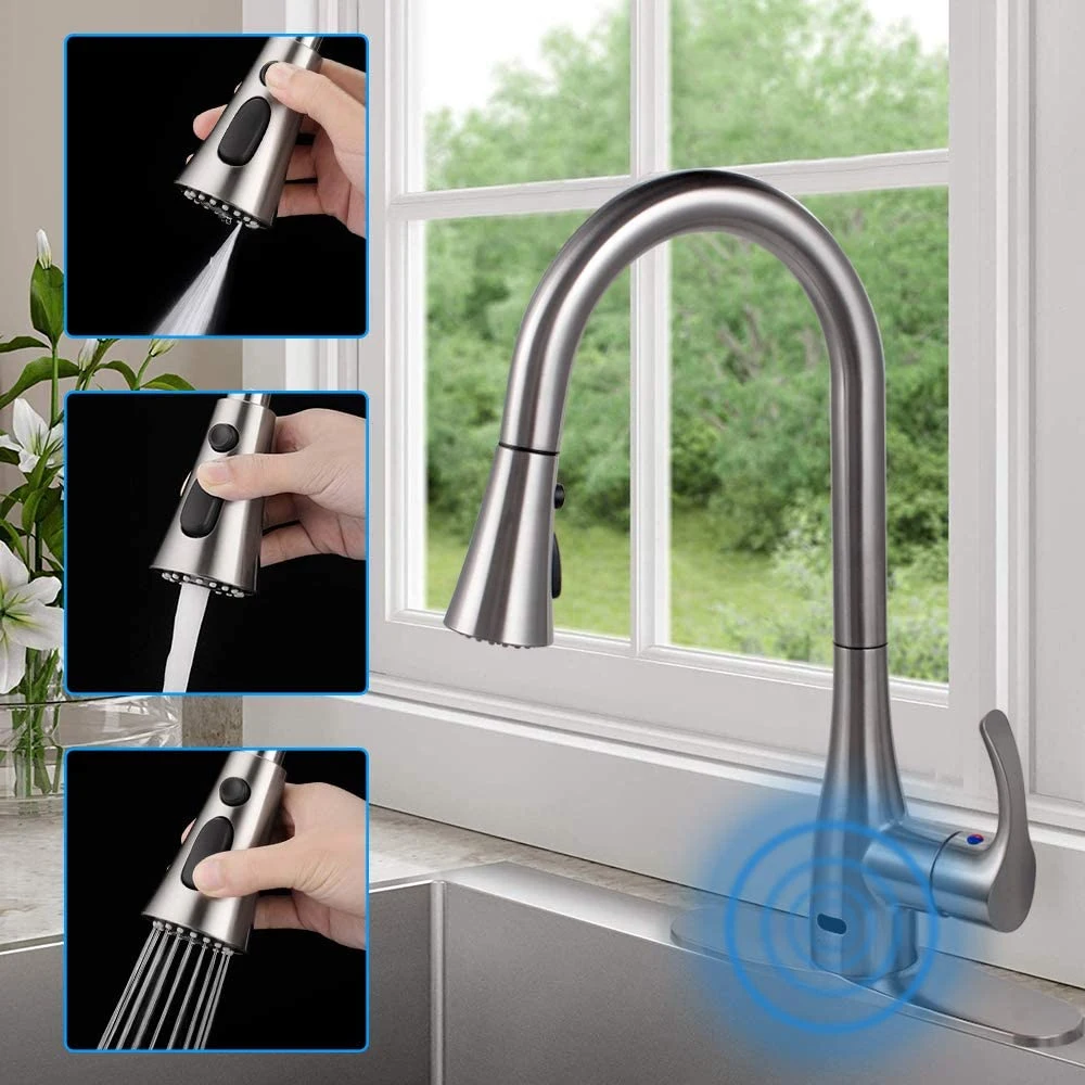 Lead-free American Style Smart Automatic Touch Free Motion Sensor Water Tap Stainless Steel SUS304 Kitchen Faucet Mixer Healthy Faucet