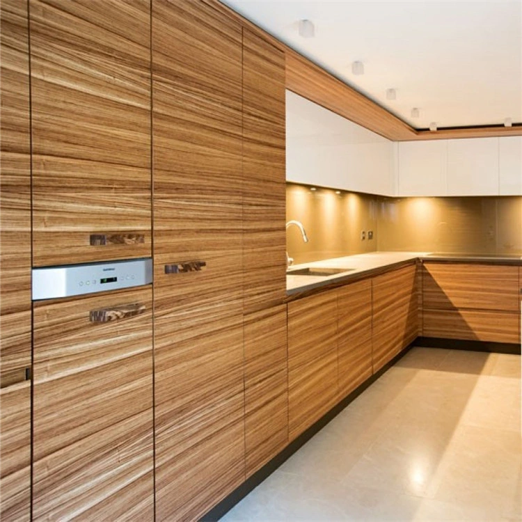 China Supplier Custom Timber Veneer Wood Kitchen Cabinets Trade Modern Fitted Complete Kitchens