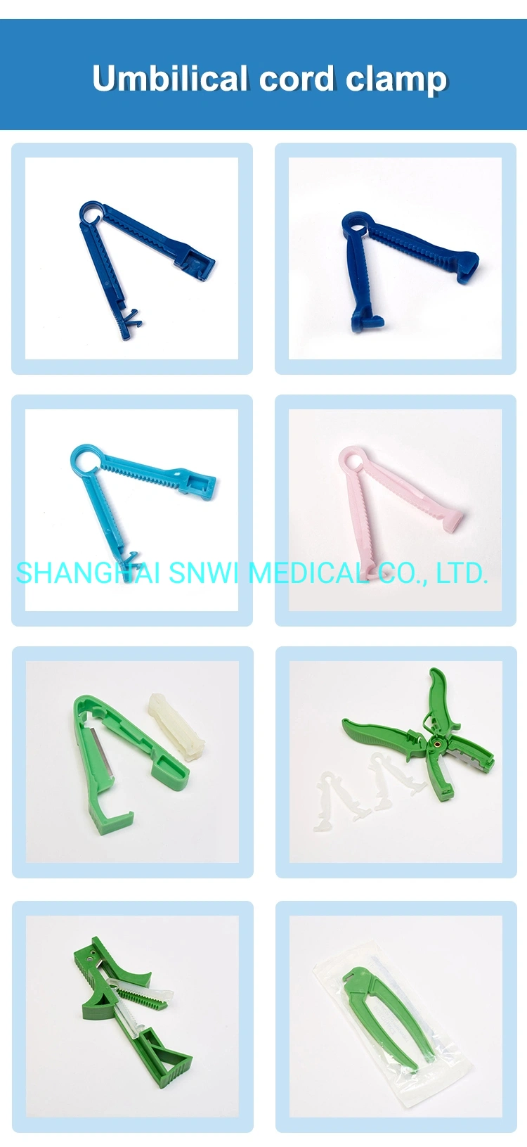 Pince coupante pour cordon ombilical en plastique stérile, à usage médical, à usage unique, avec ce ISO
