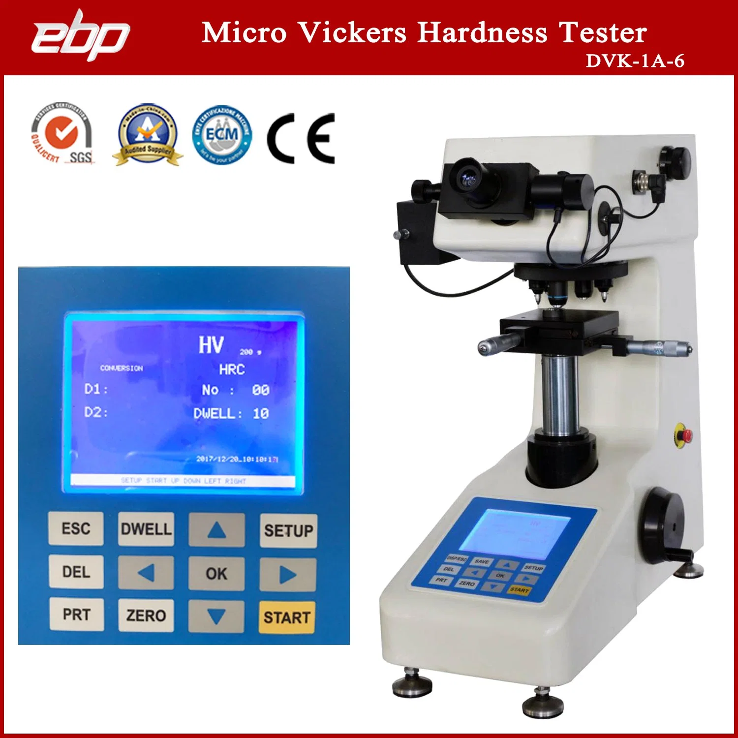 Digital multifuncional Micro máquina de ensayo de dureza con doble sangrado