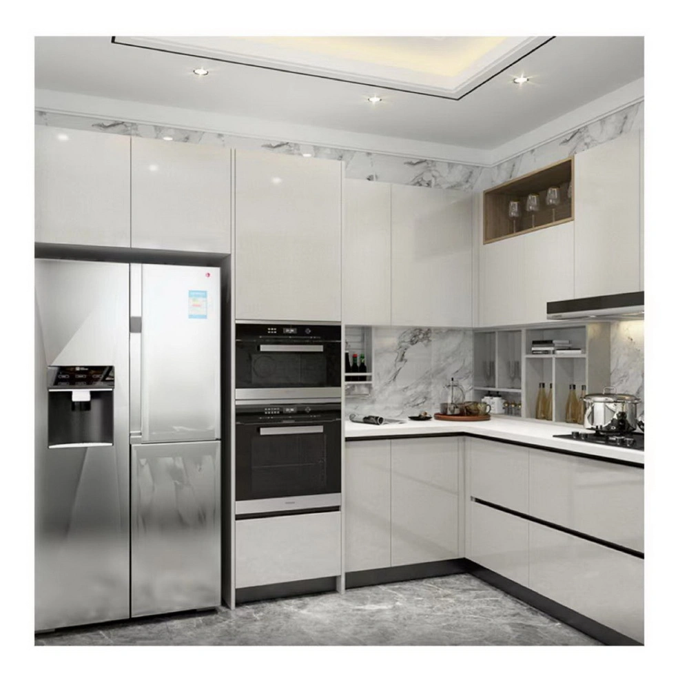 Diseños modernos acabado PVC kitchen cabinet kitchen cabinet establece un precio competitivo