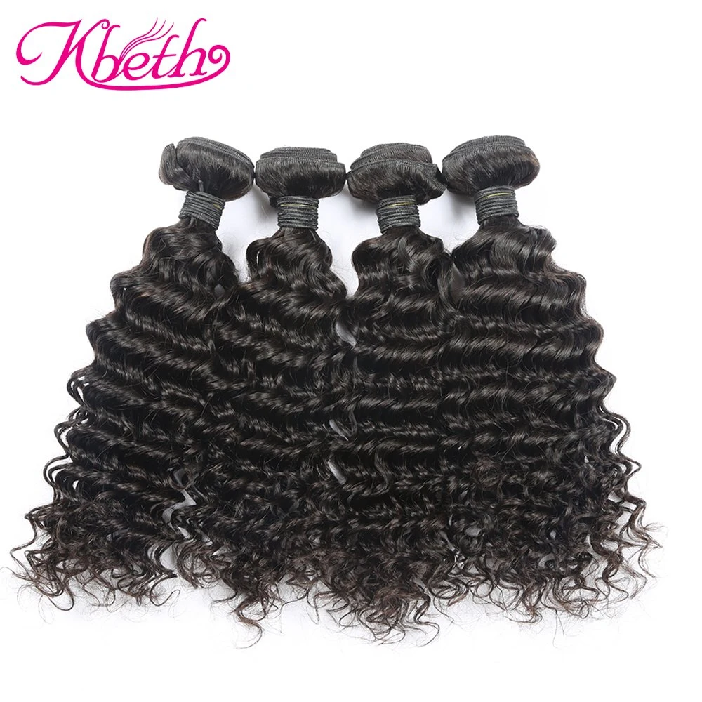 Kbeth Human Hair Weave Kinky encaracolado para mulheres pretas 100% Virgin Natural Remy Brazilian Human Hair Extension Hair trama com Fecho de orelha a orelha