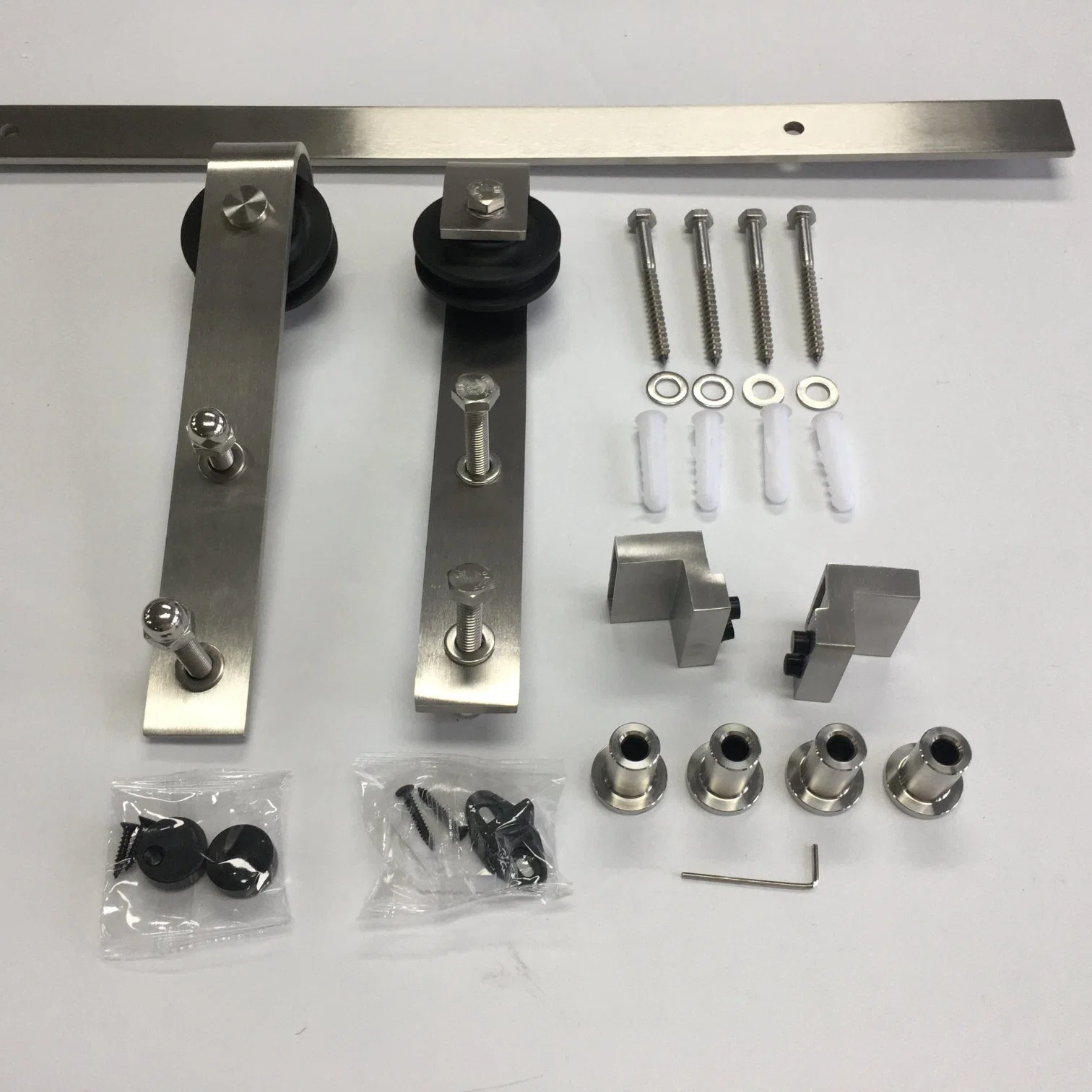 Satin Stainless Steel SS304 Sliding Barn Door Hardware Kits for Wood Door