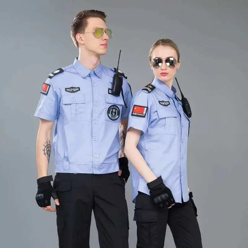 OEM Summer Personal Men Blue Ecurity Guard Work Uniforms Long Sleeve Shirts for Men