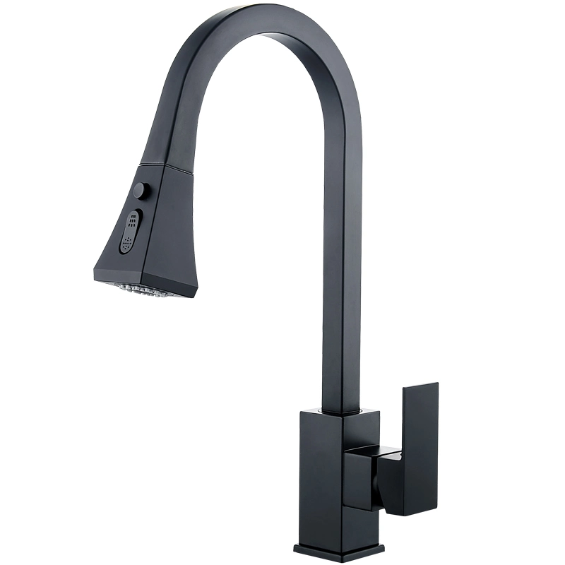 High Quality Black&Chrome Luxury Modern Pull-out Smart Touch Adjustable Induction Kitchen Faucet