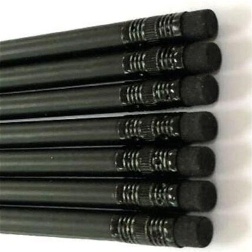 Forma hexagonal redonda logotipo personalizado lápiz de madera negro HB lápiz