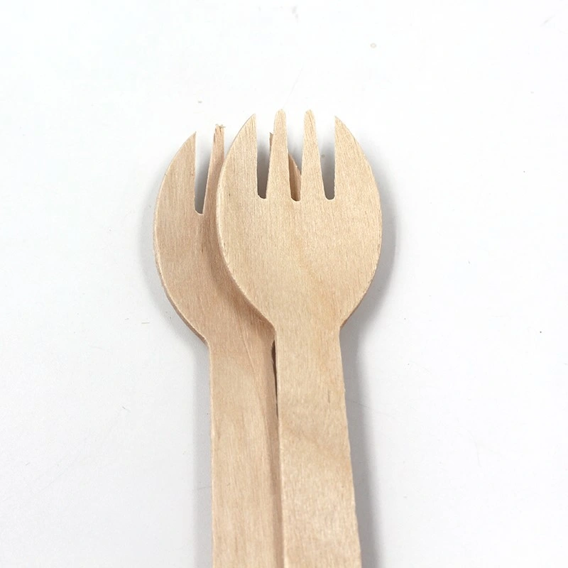 Eco-Friendly Promotional 140mm Disposable Bread Toast Small Wood Knife Spork