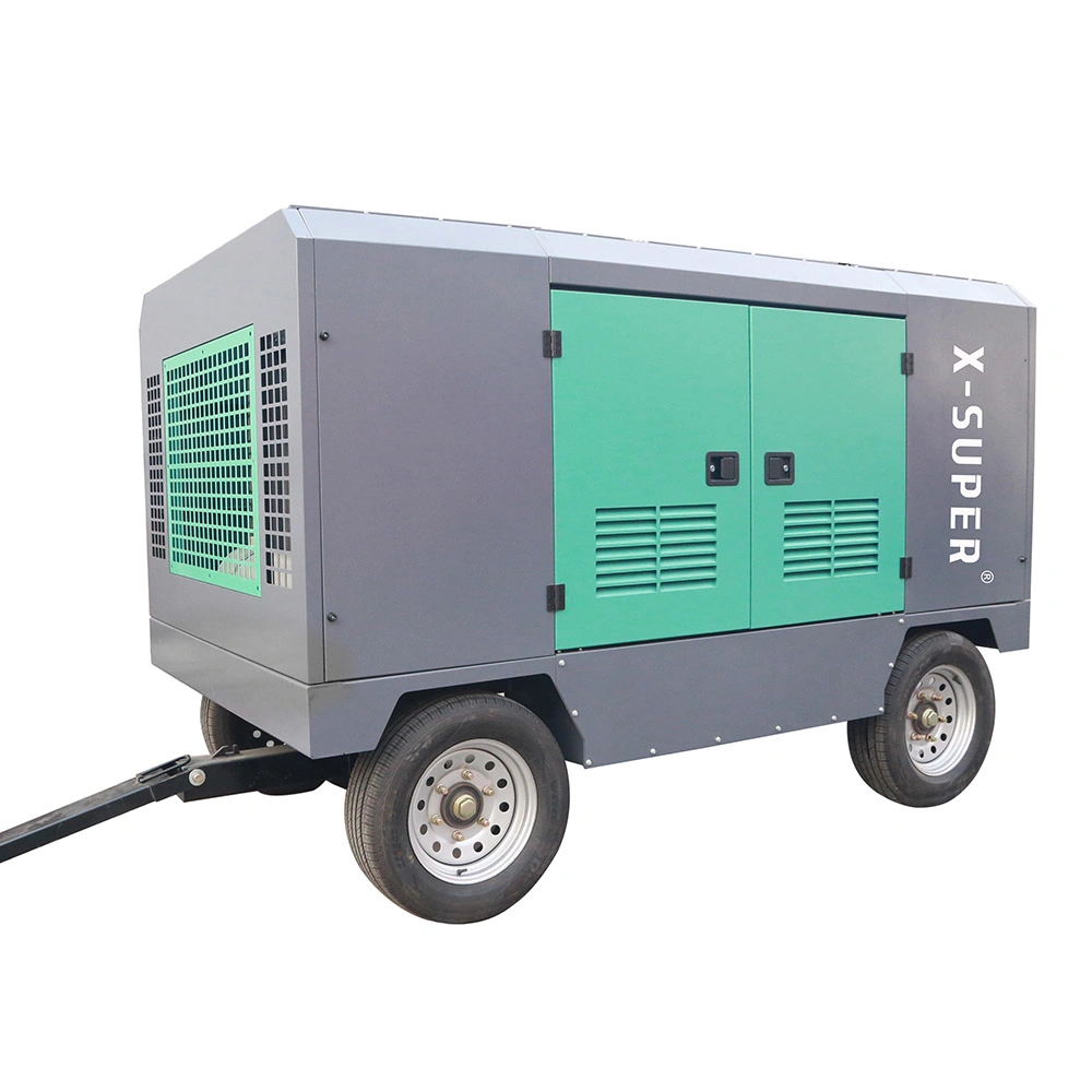 Best Selling High Pressure Low Energy Consumption 22kw 7bar Portable Diesel Screw Air Compressor for Transportation