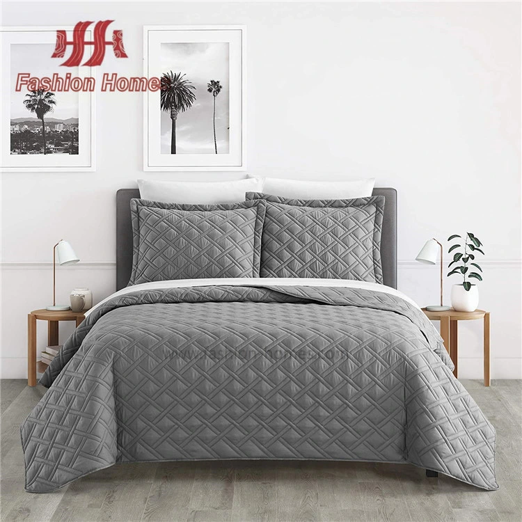 F-4110 Ok Microfiber Modern Embroidery Soft Quilt Bedspread Set 777 Cotton Bedsheet