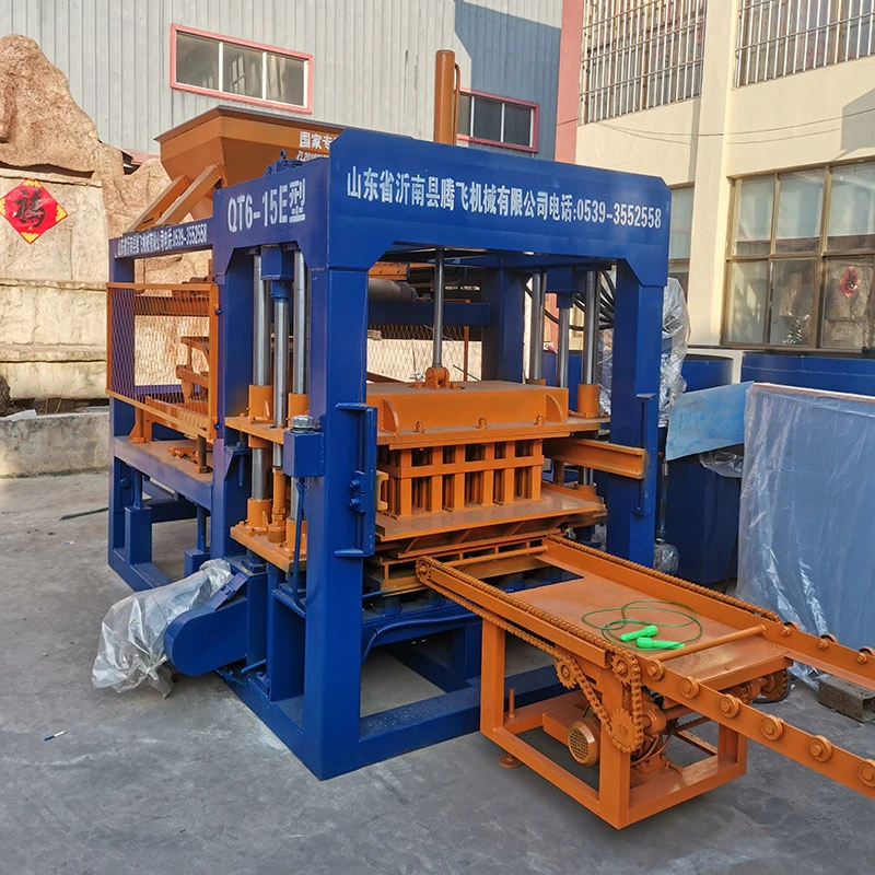 Qt4-15 Full Automatic Interlocking Hydraulic Brick Production Line Cellular Concrete Fly Ash Machine Hollow Solid Color Paver Block Making Machine for Sale