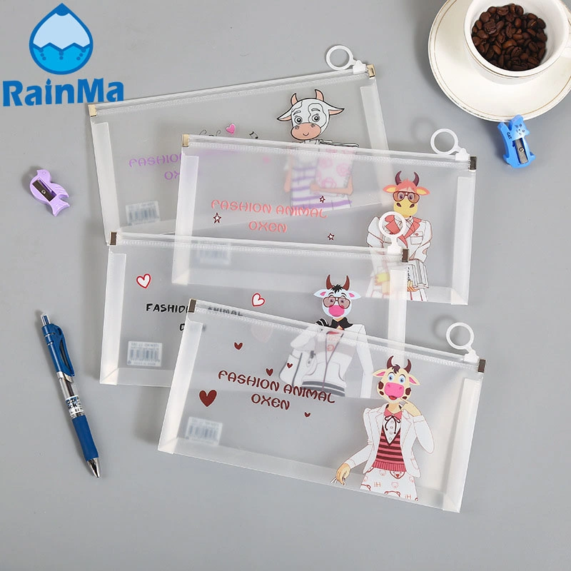 Cartoon Clear A6 Waterproof Zipper Bag for Office School Stationery Supply