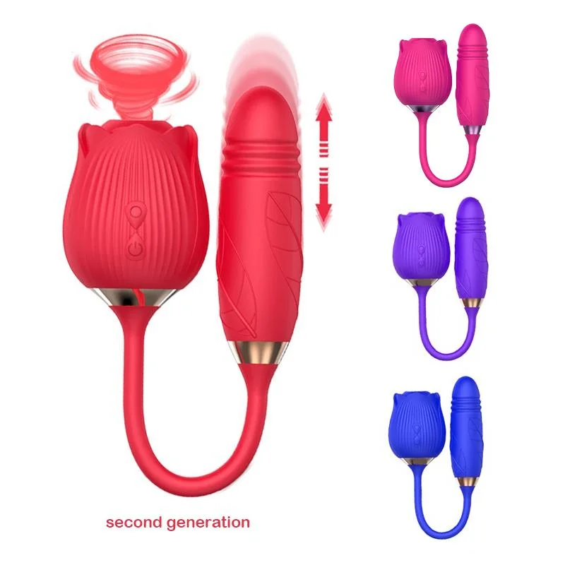 Adult Female Vagina and Anal Silicone Massager 2 in 1 Dildo Rose Vibrator Erotic Sex Toy for Adult Product Toys