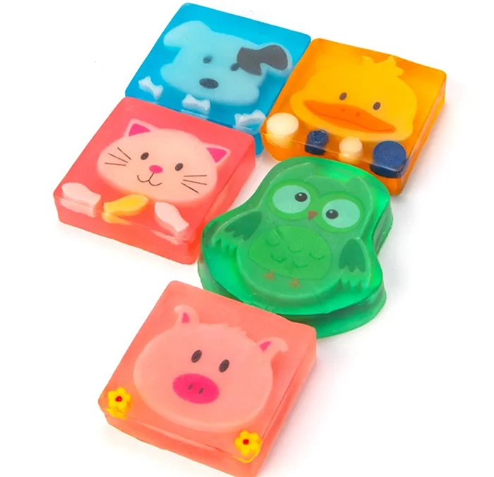 Hot Sale Cute Animal Shape Jelly Crystal Cartoon Soap Cat Dog Duck Frog Bar Toilet Kids Manufacture Handmade Organic Soap Natural Bear Gift Soap for Children