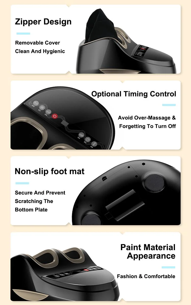 Amazon Hot Selling Easy Button Control Fuß Therapie Massage-Gerät Shiatsu Hitze Luftdruck Fuß Massage Maschine Vibrierend