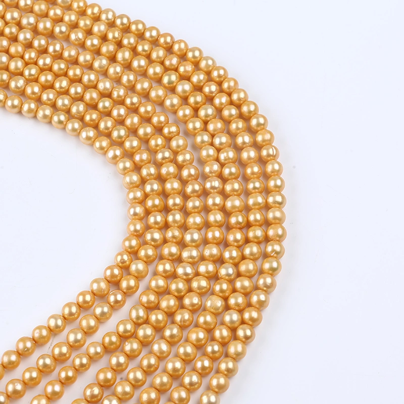 6-7 mm de água doce de batata Gold Pearl Strand por grosso para melhores jóias de colar tornando