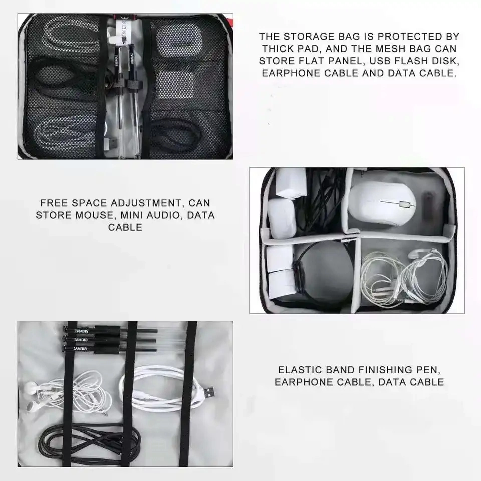 Hard Shell EVA Storage Case Travel EVA Storage Cables Zipper Case Waterproof EVA Carrying Cable Storage Bag