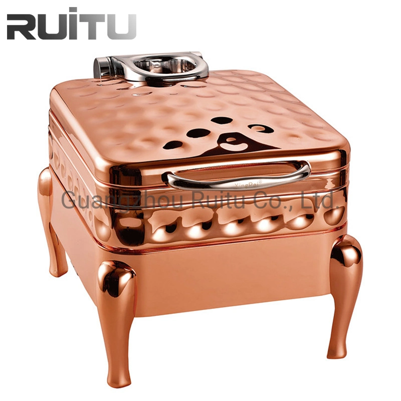 Kitchen Accessory Hammered 4L Copper Rose Gold Hotel Cater Equipment Modern Wedding Party Service Chafing Dish for Sale Arabic Electric Cooking Buffet Stove