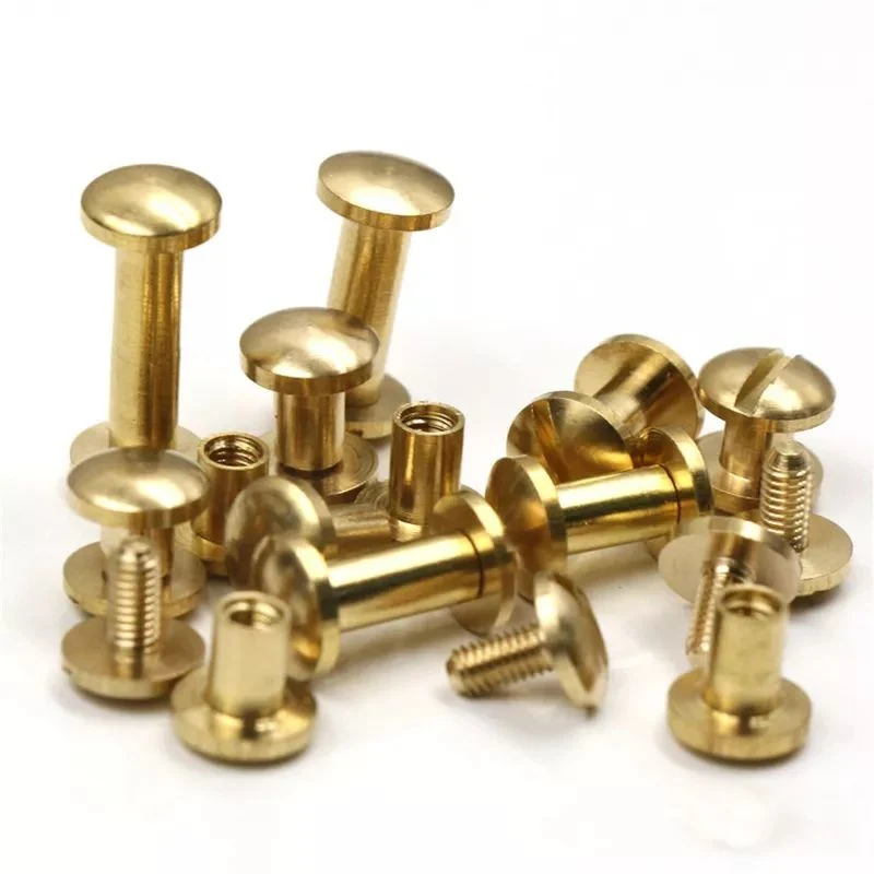 Solid Brass Binding Chicago Screws Nail Stud Rivets for Photo Album Leather Craft Studs Belt Wallet Fasteners 8mm Dome Cap