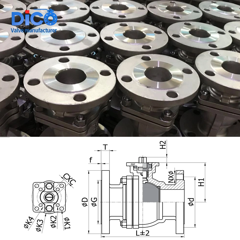 CF8 válvula de bola de acero inoxidable CF8M/4 DIN JIS ANSI completa Válvula de bola flotante de brida industrial de la lumbrera 2PC