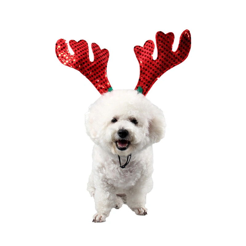 Hot Selling Christmas Pet Dogs Cats Hair Accessory Hair Loop Antlers Headband