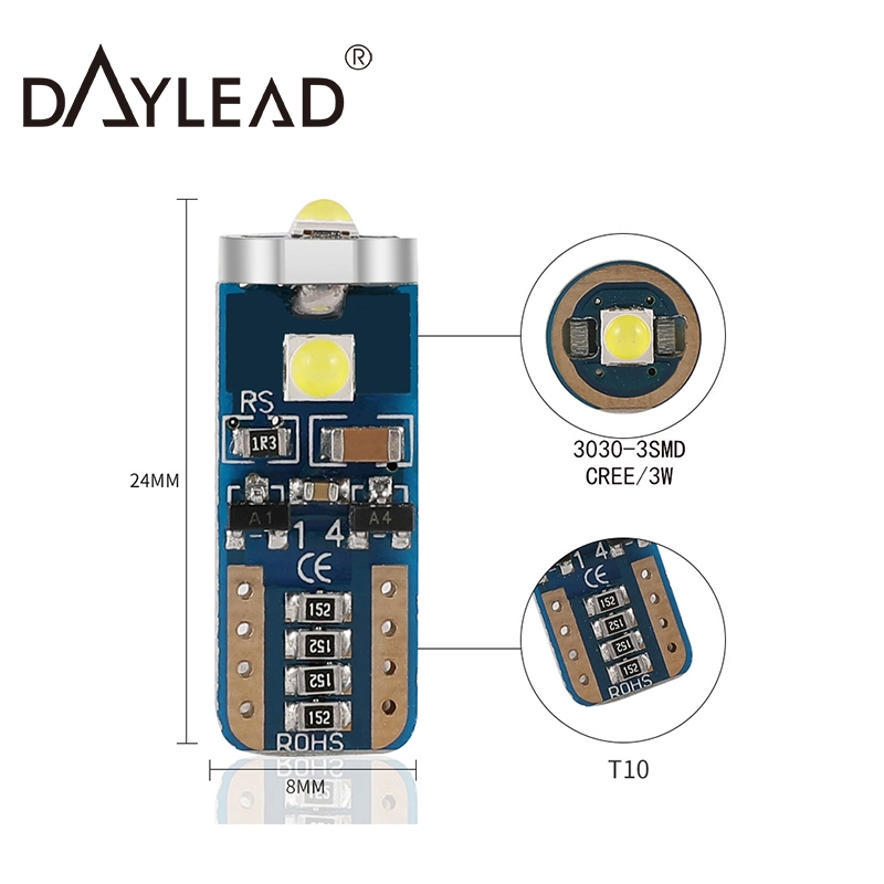 Luz de cunha para veículo 3SMD Suntley 3030 W5W luz de leitura de 12 V. Carro LED T10