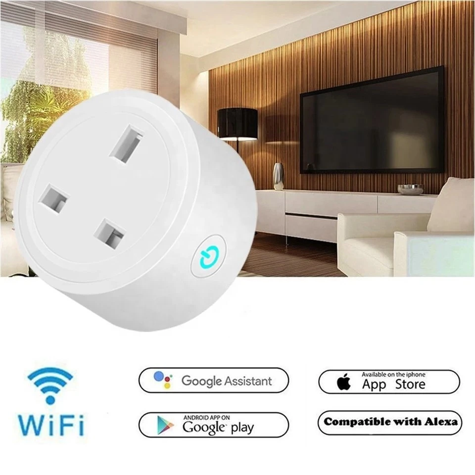 Alexa Google WiFi Smart Plug 16A Multiple Power Socket Power Statistics WiFi Remote Control AC 100~240V IEC Standard White