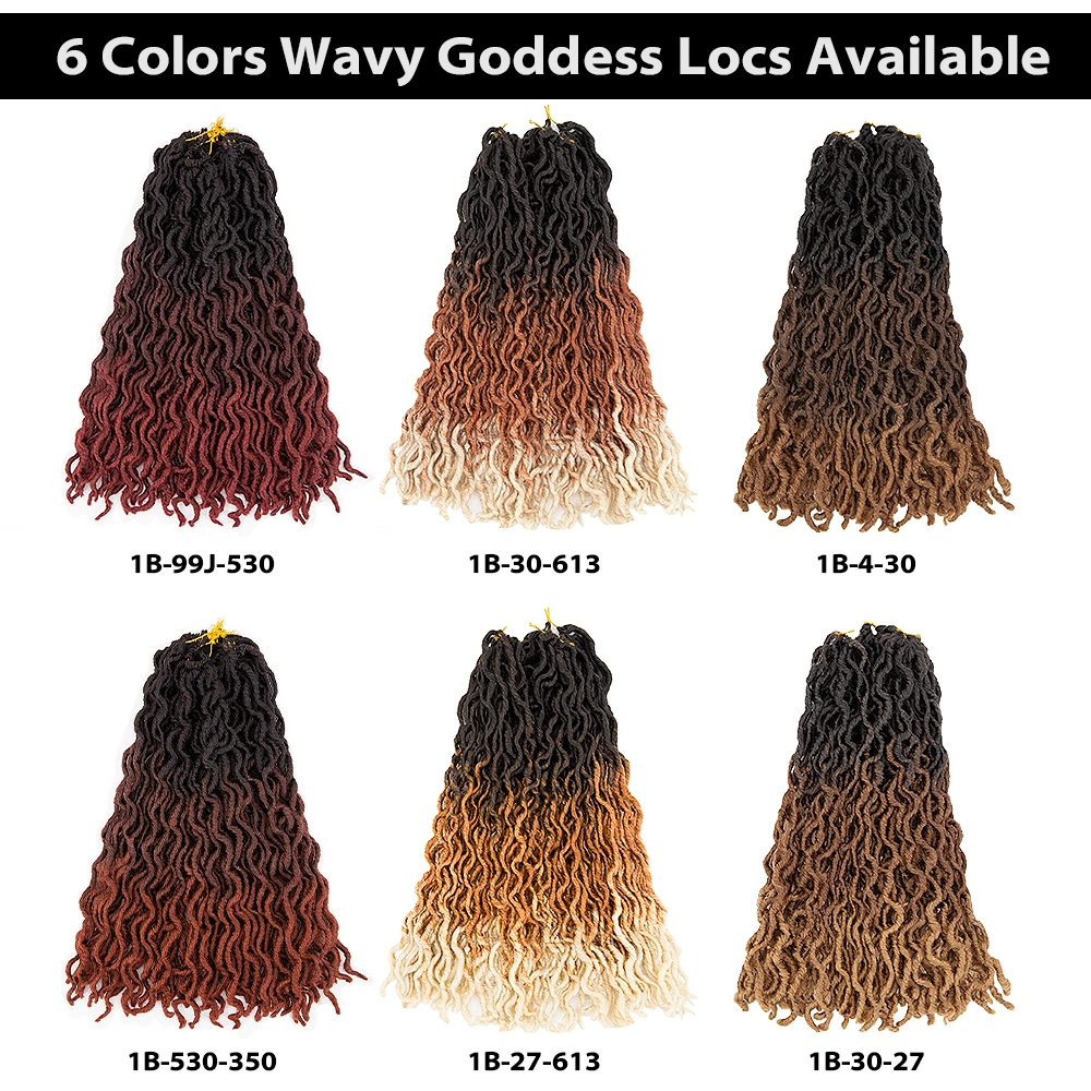 Gypsy Locs Häkelgottheit Faux Locs Ombre Curly Wavy Locs Twist Flechten Haarverlängerungen Dreadlocks Haar 18 Zoll für Flechten