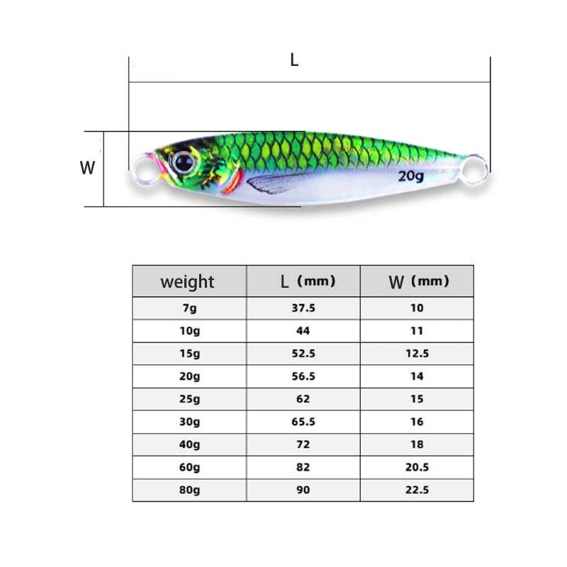 Fishing Lure Saltwater 7g-80g Glow Vertical Speed Fast Lead Jigs