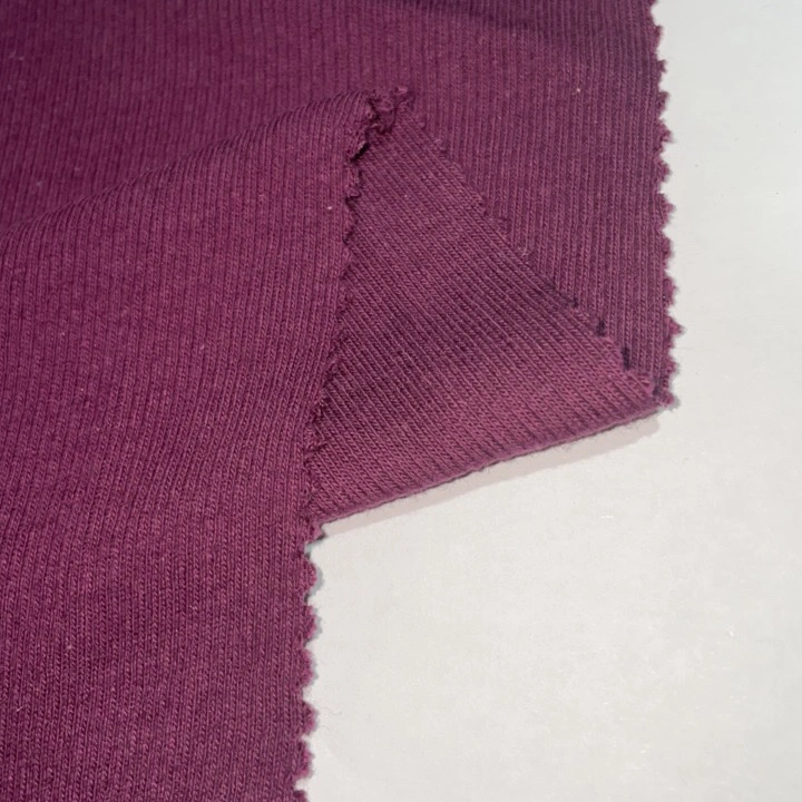 Soft and Stretchy Ribbed Knit Fabric: Plain Dyed, 57% Cotton 38% Rayon 5% Spandex, 2X2 Rib, Stretch Jersey Fabric