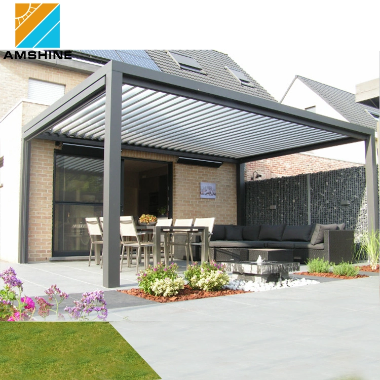 Electric Terrace Roofing Aluminum Louver Roof Metal Villa Garden Pergola Outdoor Kitchen with Pergola